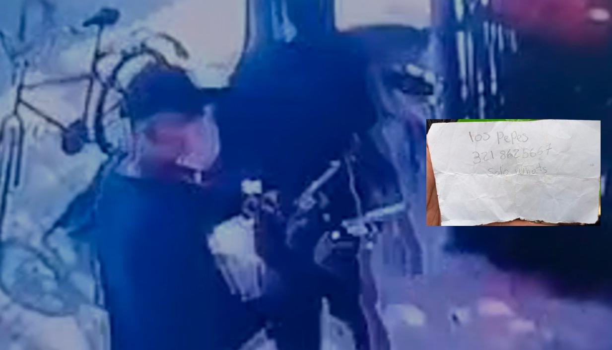 Momento en que dispararon contra la tienda en Malambo. 