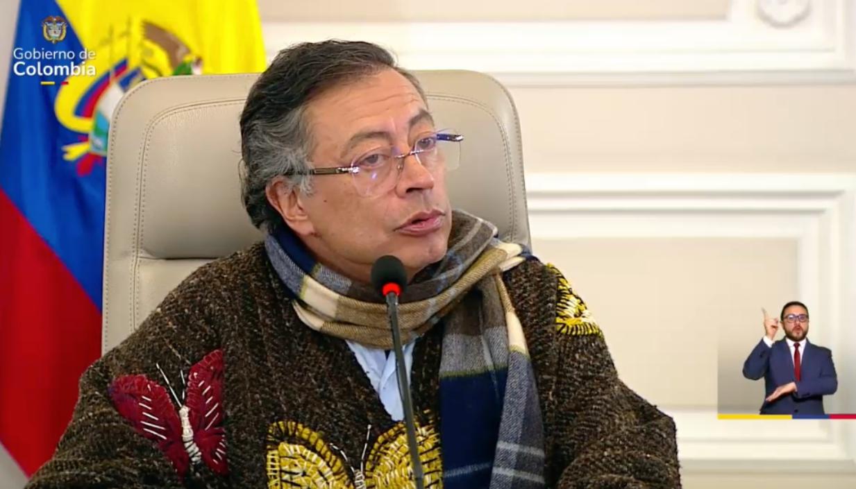 El Presidente Gustavo Petro durante el Consejo de Ministro de esta noche. 