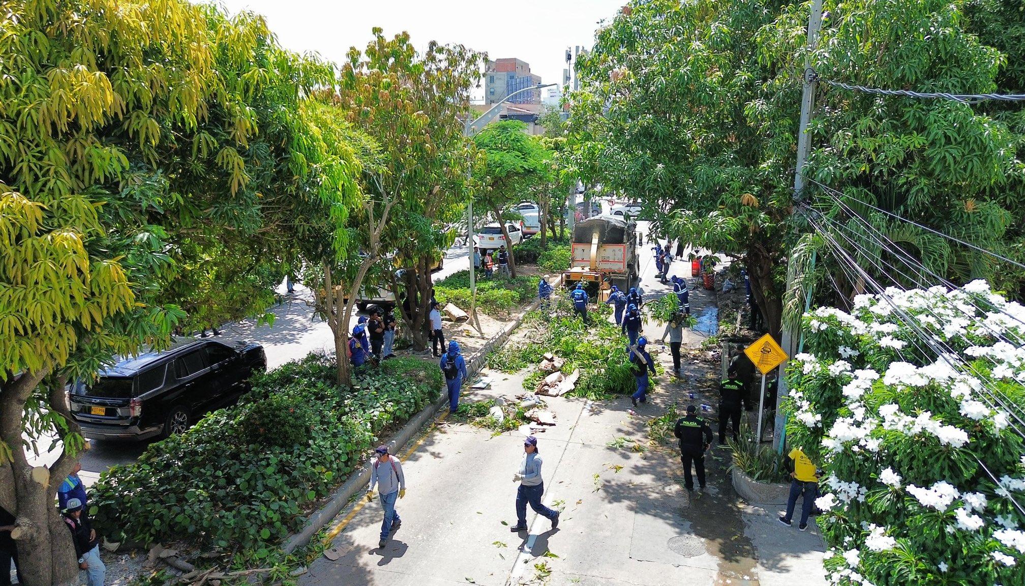 La jornada de limpieza este jueves en la carrera 46 con calle 93. 