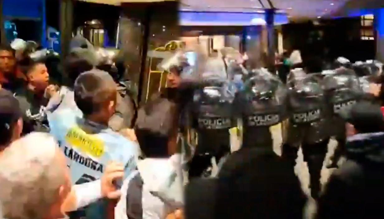 Disturbios frente al hotel donde se concentra Once Caldas en Buenos Aires