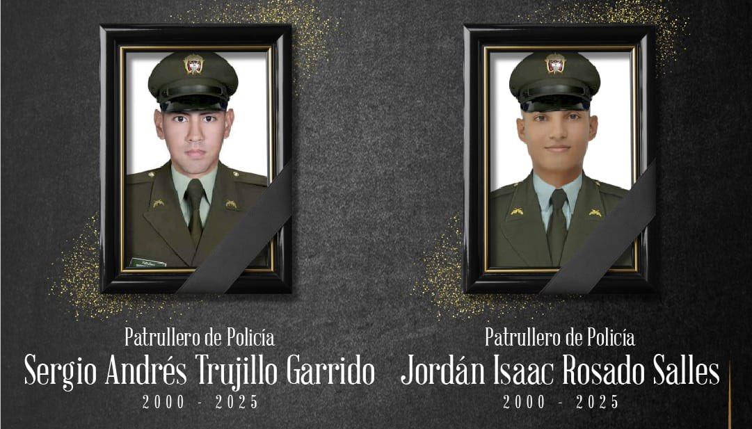 Patrulleros víctimas del atentado.