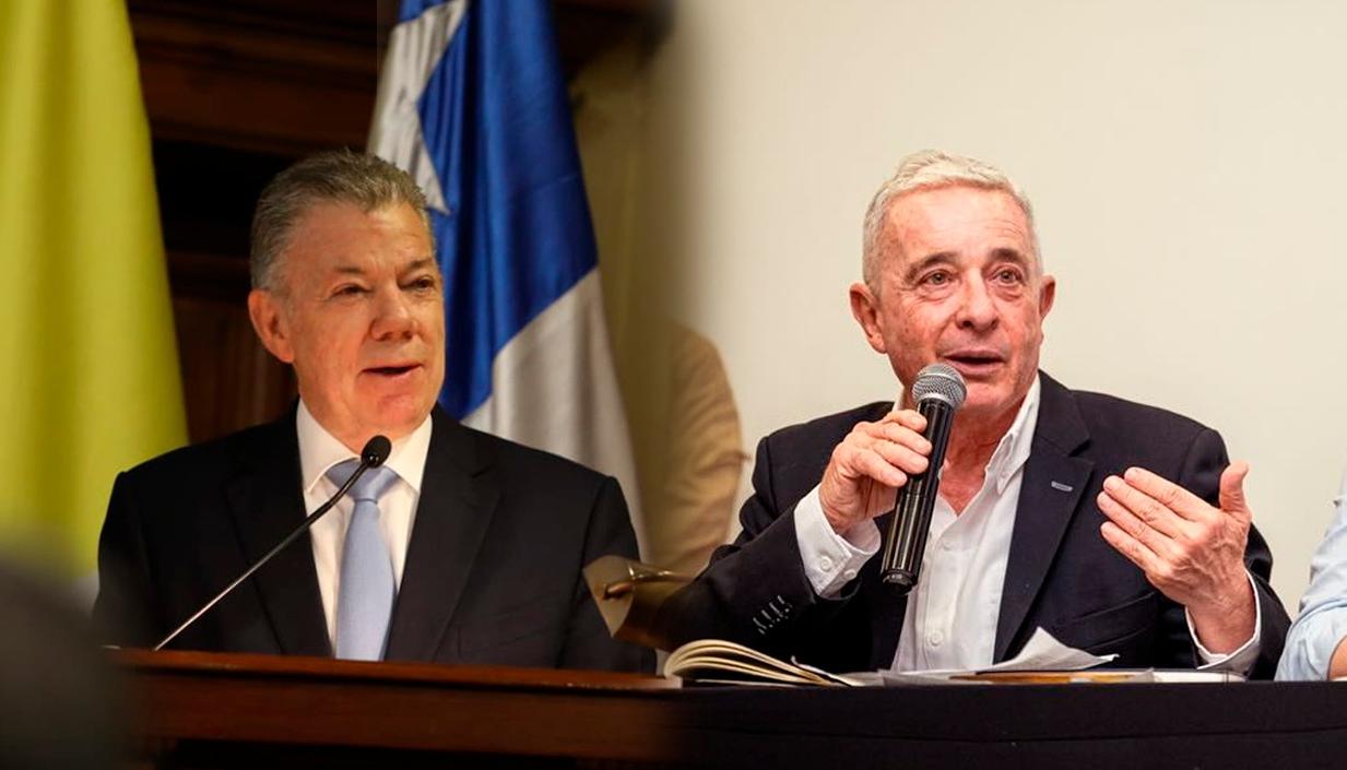 Juan Manuel Santos y Álvaro Uribe Vélez.