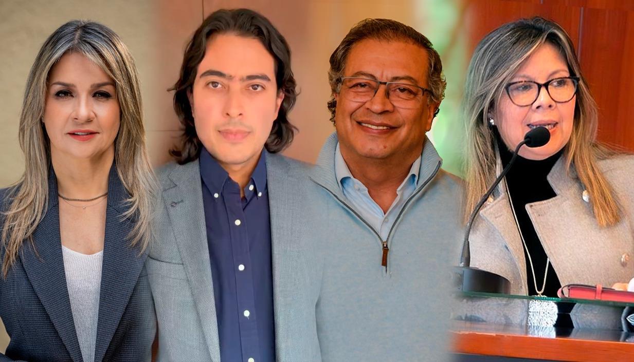 Vicky Dávila, Nicolás Petro, el Presidente Gustavo Petro y la Fiscal Luz Adriana Camargo.