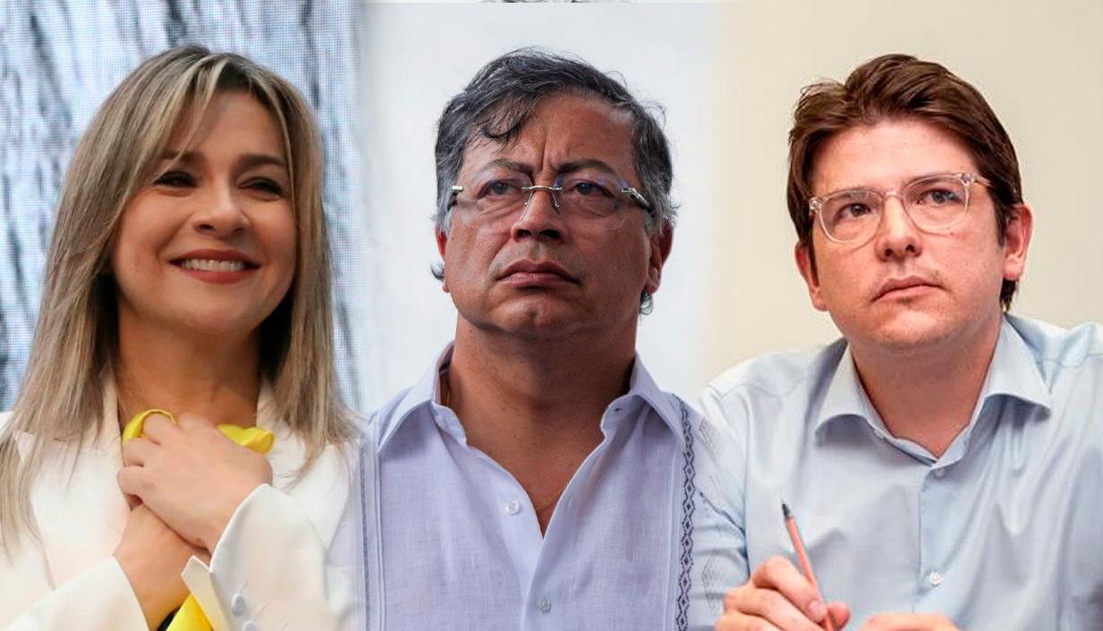 Vicky Dávila, Gustavo Petro y Miguel Uribe Turbay.