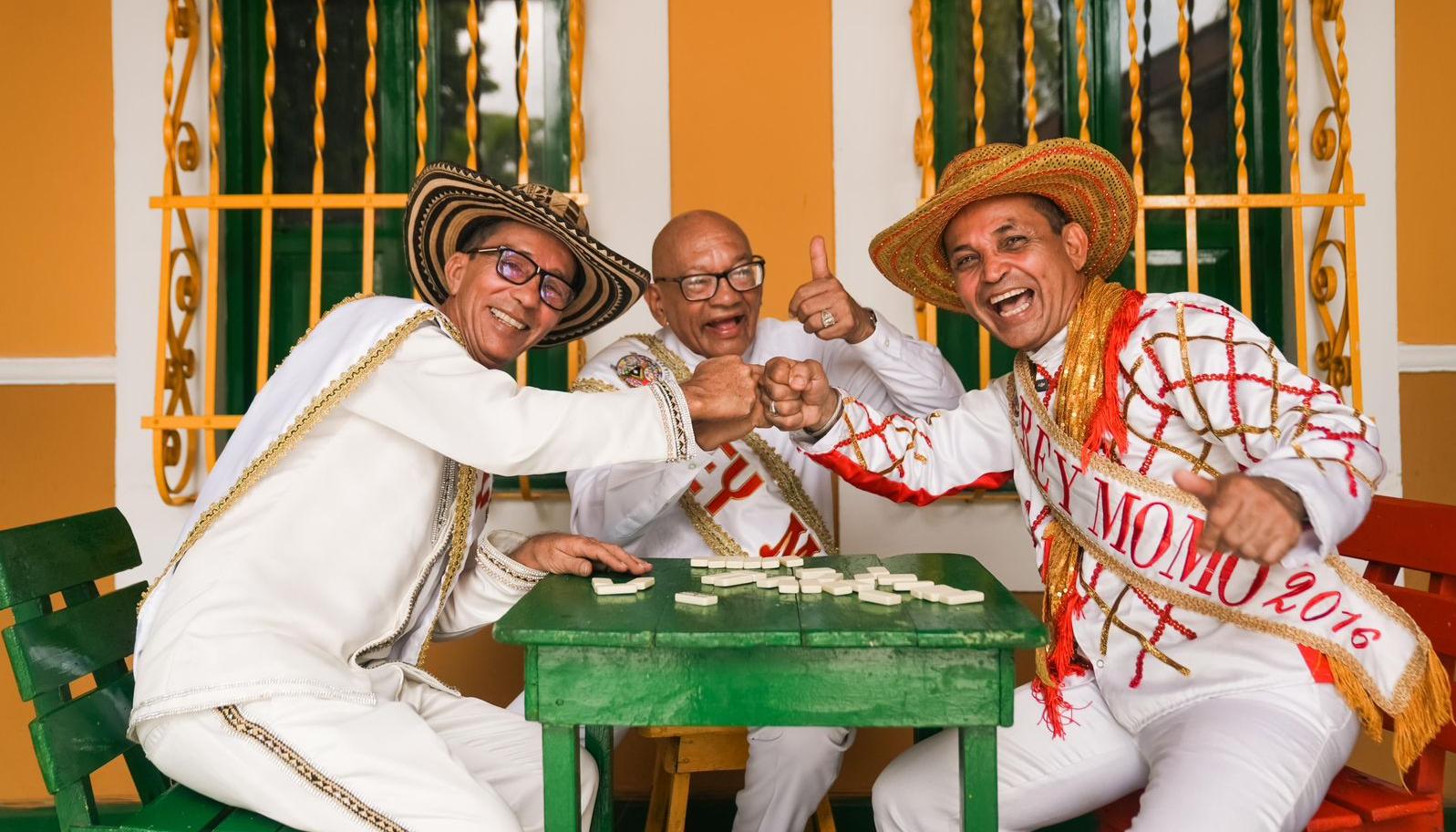 Reyes momos del Carnaval de Barranquilla, Sebastián Guzmán, Gabriel Marriaga y Lisandro Polo. 