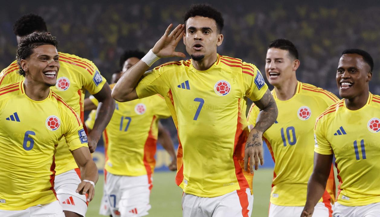 Richard Ríos, Luis Díaz, James Rodríguez y Jhon Arias, jugadores de la Selección Colombia.