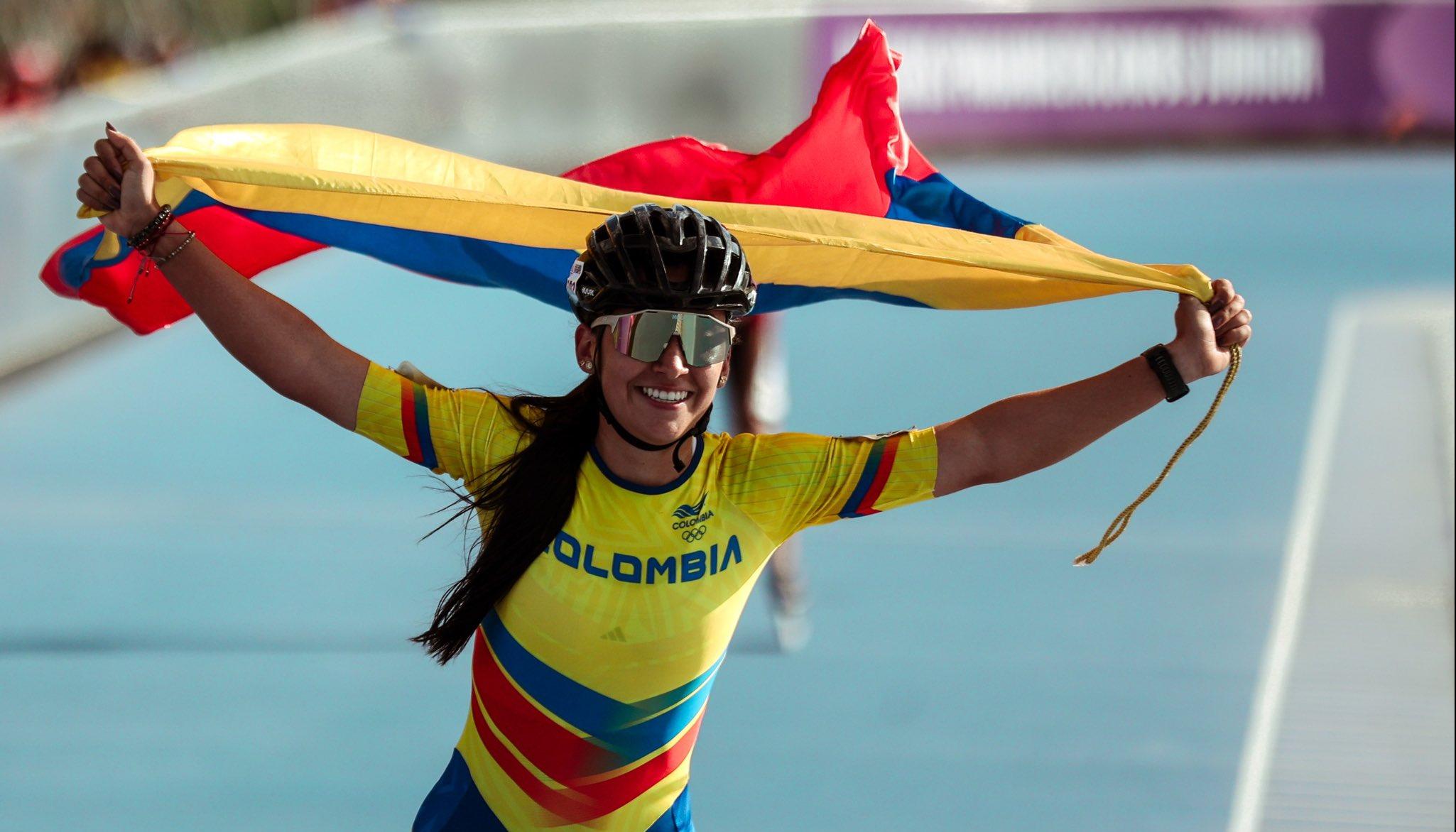 Yicel Giraldo, oro en la prueba de los 5000 metros por puntos individual femenino.