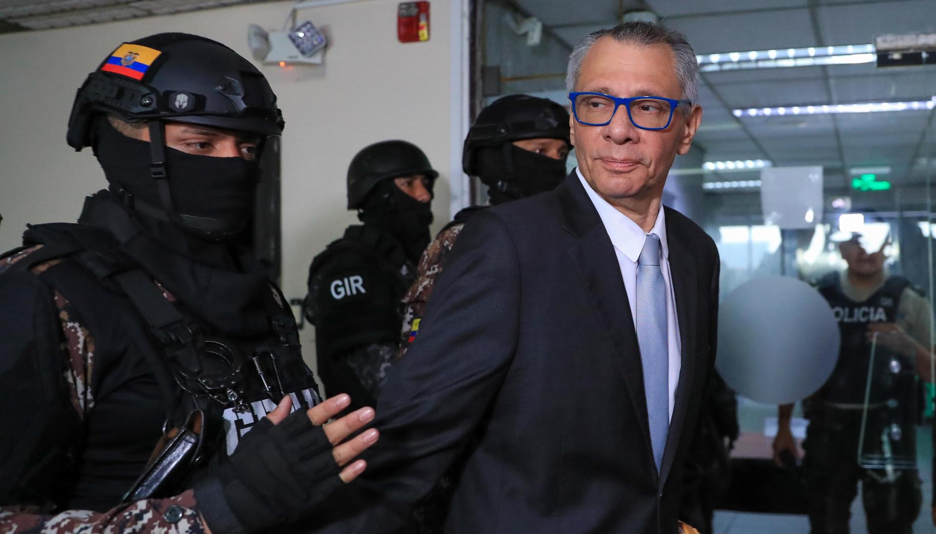 Exvicepresidente Jorge Glas, detenido por las autoridades ecuatorianas. 