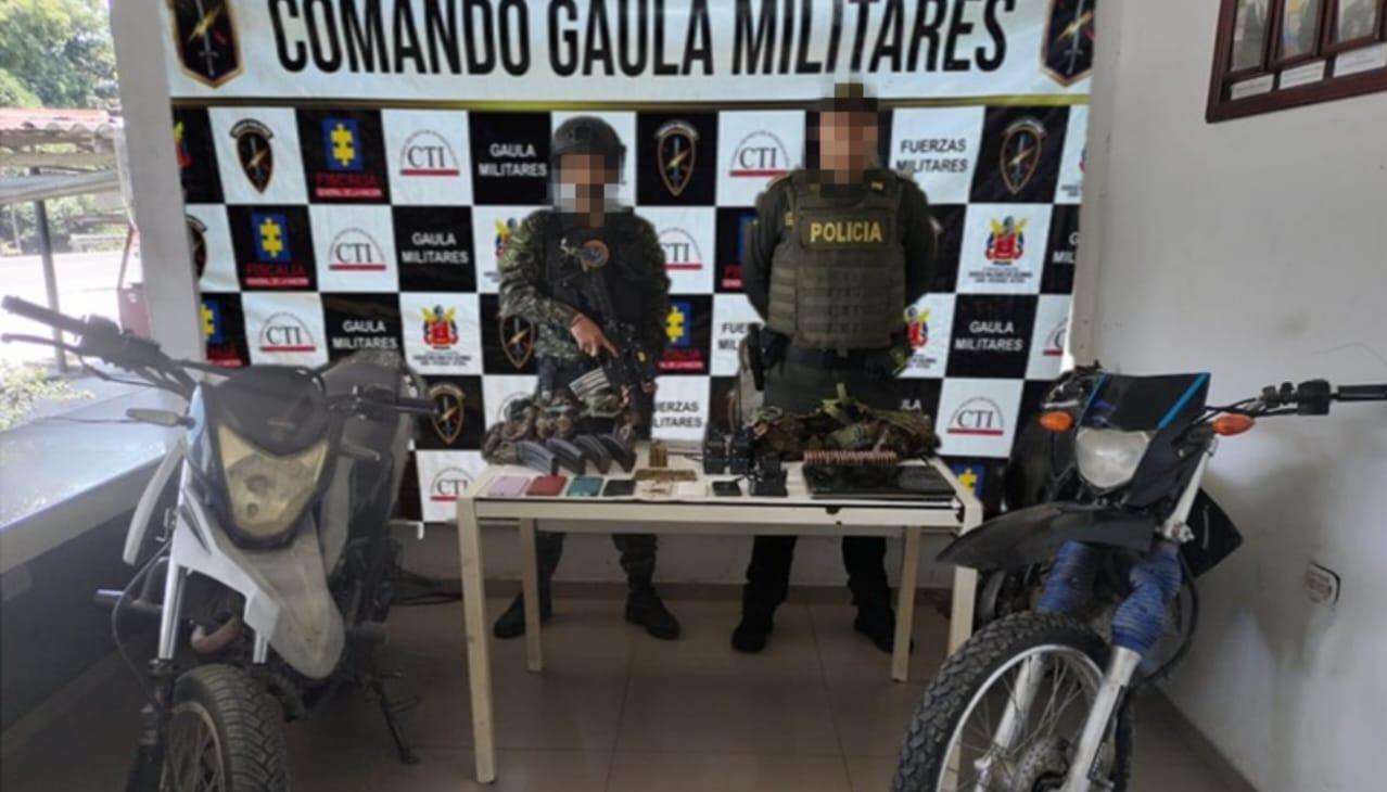 Material de guerra incautado por las autoridades en Zona Bananera. 