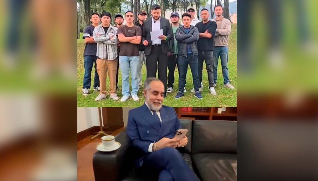 Armando Benedetti viendo en su celular el video de los Brayans. 