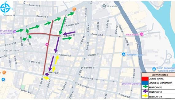 Plan vial en calle 48 carreras 54 y 50; carrera 53B calles 47 y 49.