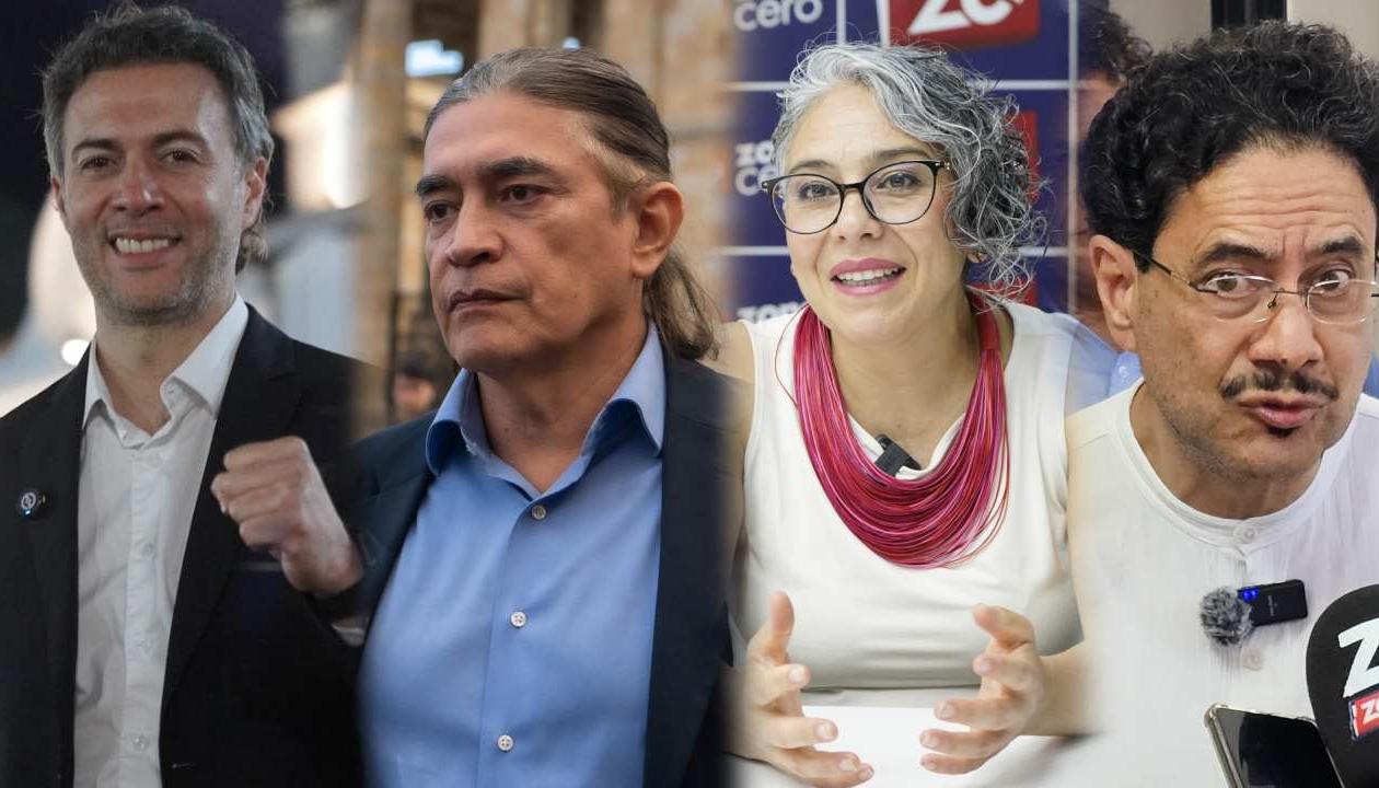 Los precandidatos Daniel Quintero, Gustavo Bolívar, María José Pizarro e Iván Cepeda.