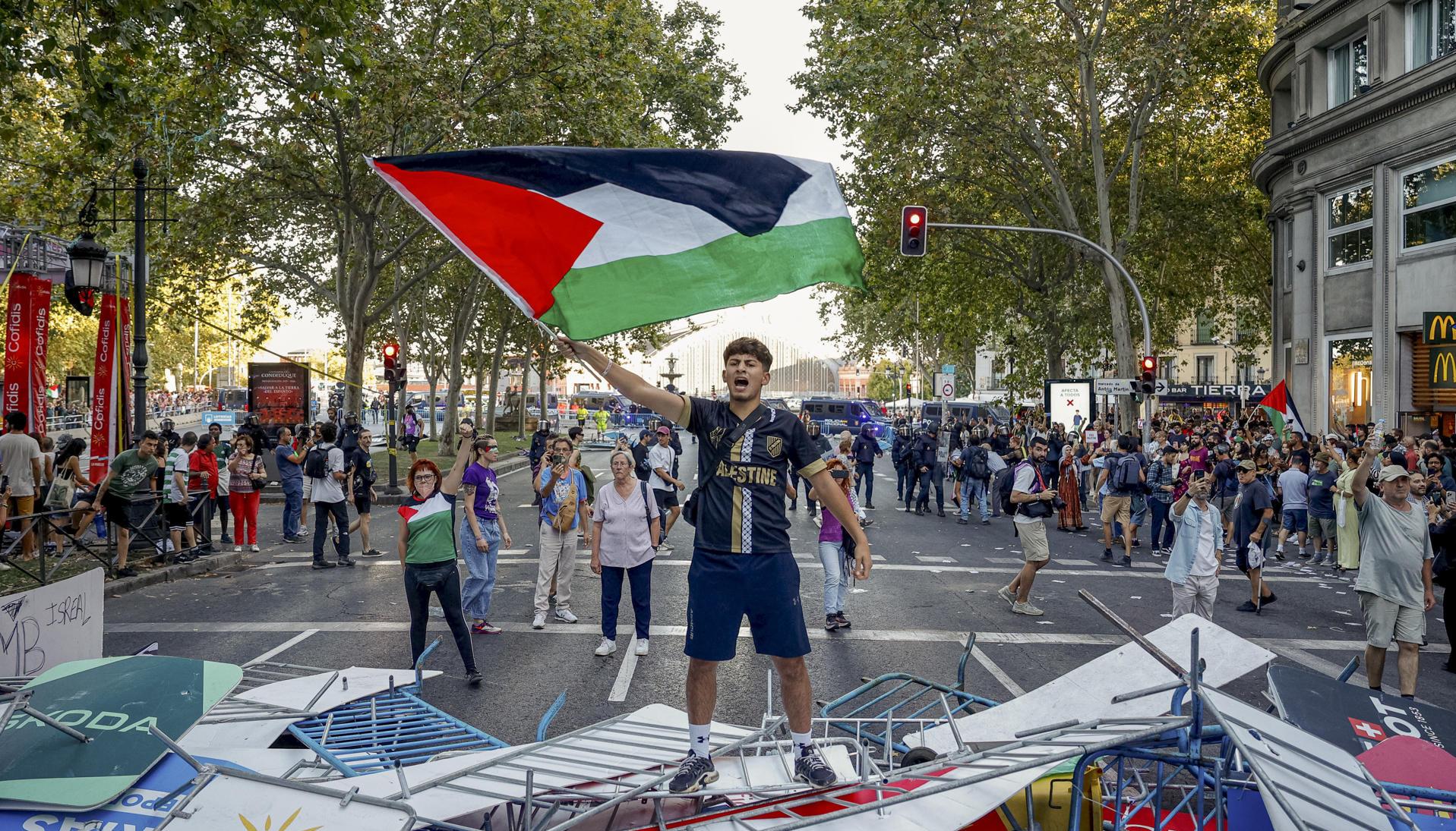 Protesta Pro Palestina en la Vuelta a España