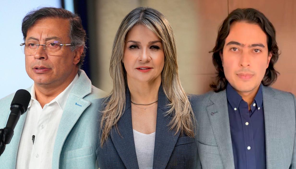 Gustavo Petro, Vicky Dávila y Nicolás Petro.