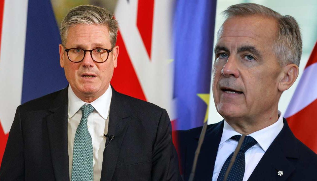 El primer ministro británico, Keir Starmer, y el primer ministro de Canadá, Mark Carney.