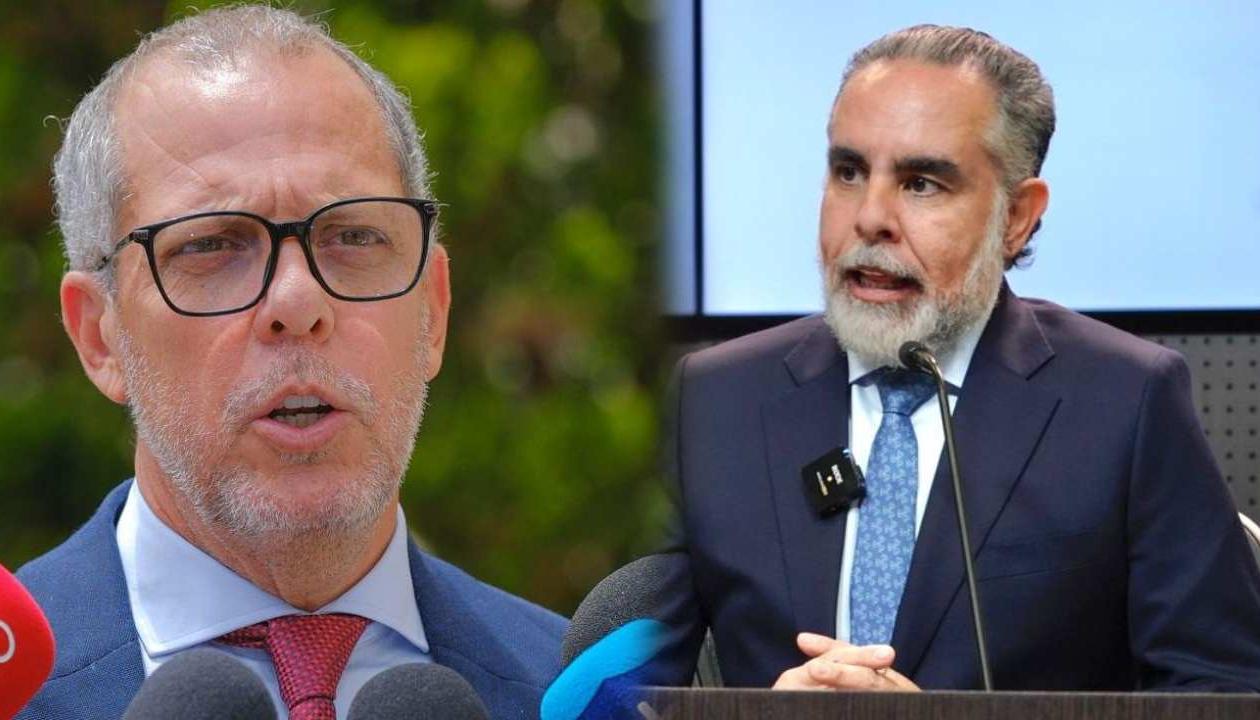 El precandidato Alfredo Saade y el ministro del Interior, Armando Benedetti. 