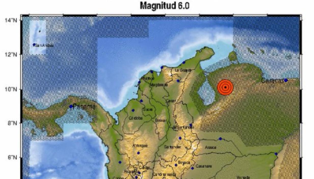 Zona del epicentro del temblor en la tarde de este miércoles en Venezuela. 
