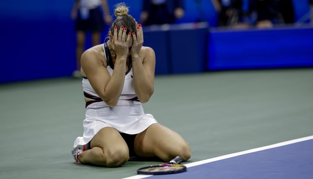 La emoción de Aryna Sabalenka tras ganar el punto que le dio el título del US Open.