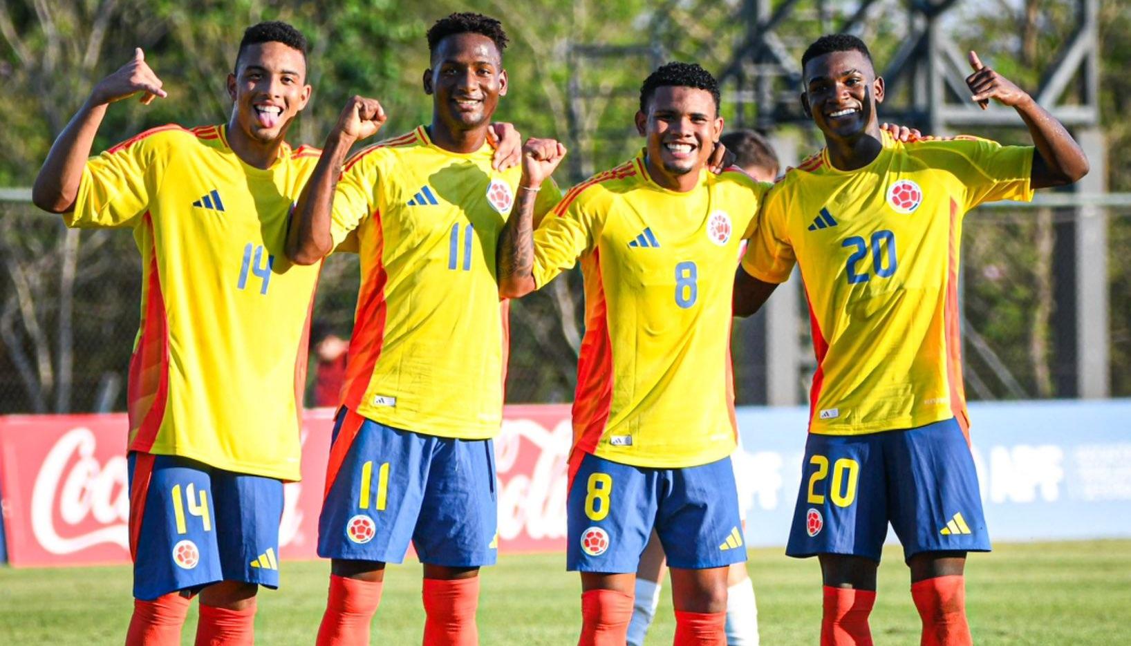 Jordan Barrera, Jhon Rentería, Royner Benítez y Joel Canchimbo, jugadores de la Selección Colombia  sub–20. 