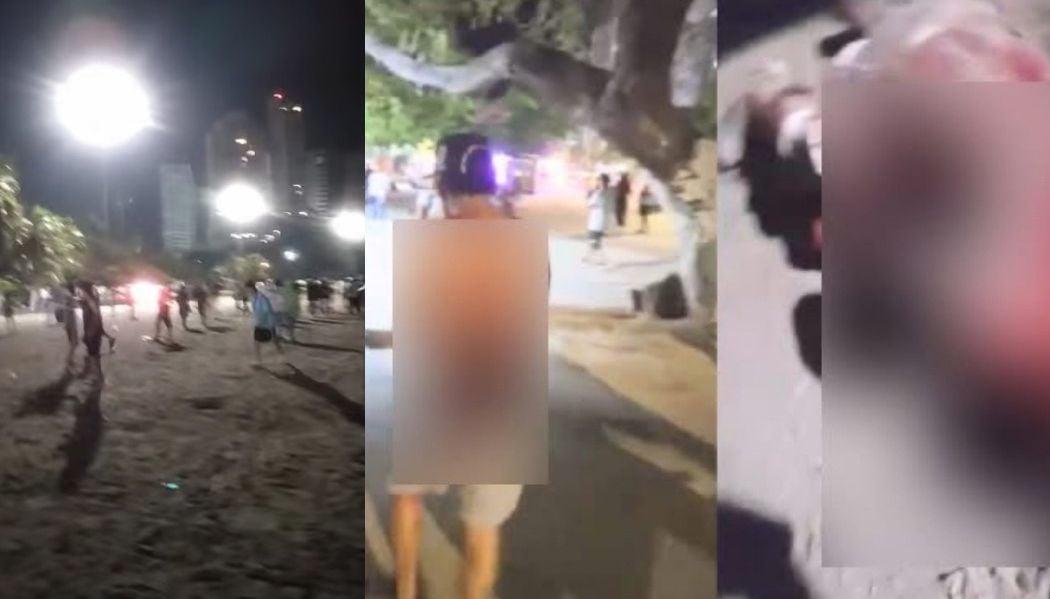 Disputa entre hinchas de Atlético Nacional en El Rodadero.