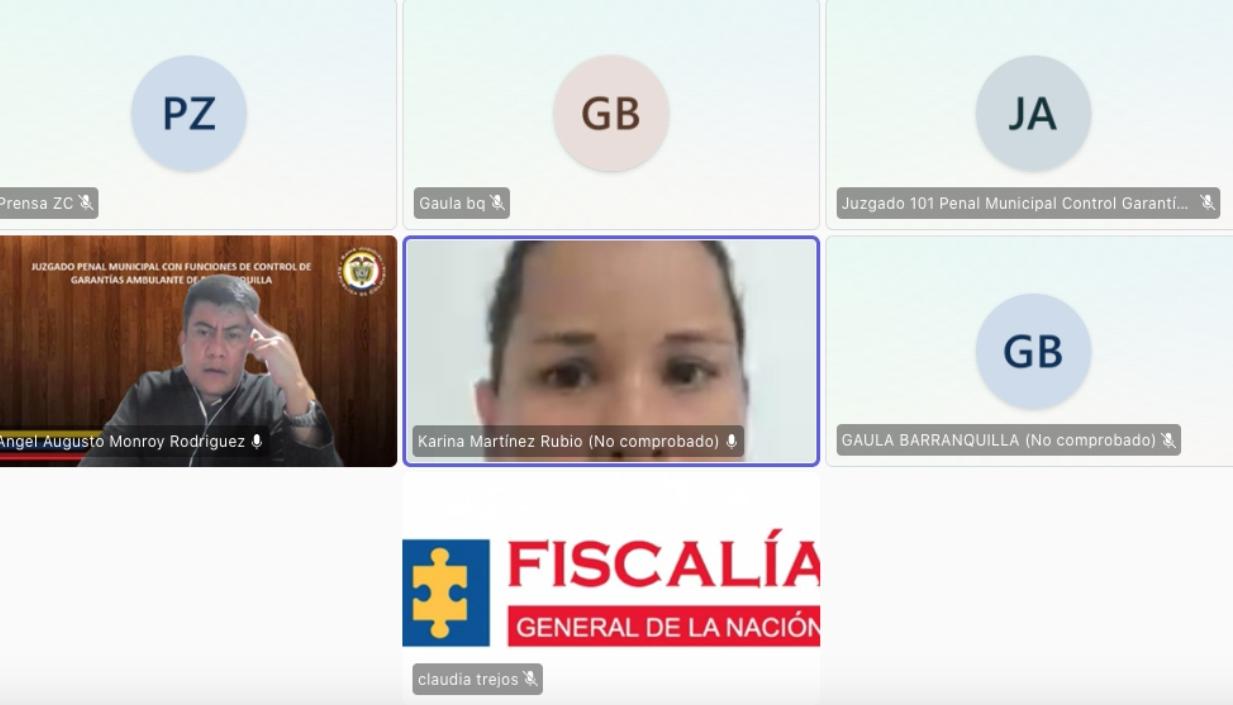 Alias 'Karina' durante la audiencia de legalización de captura. 