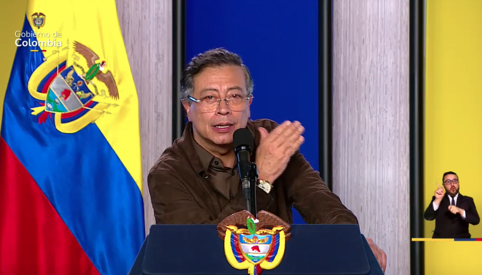 Gustavo Petro durante la alocución presidencial. 