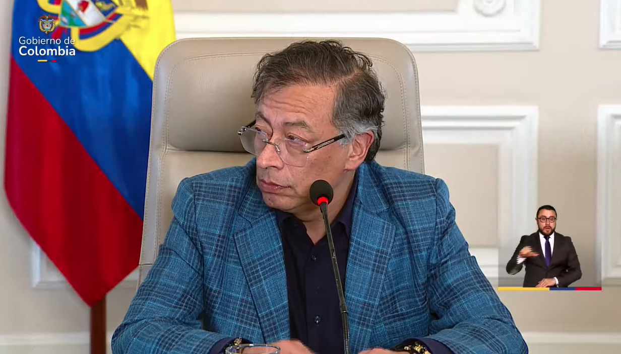 Presidente Gustavo Petro durante el Consejo de Ministros de esta noche. 