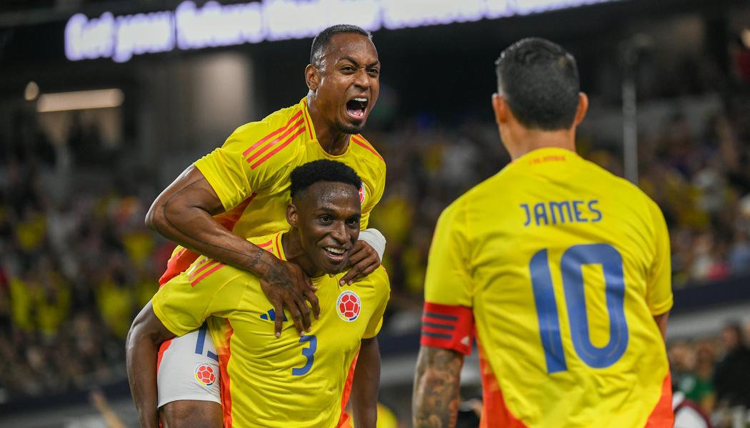 Celebración del primer gol de Colombia ante México