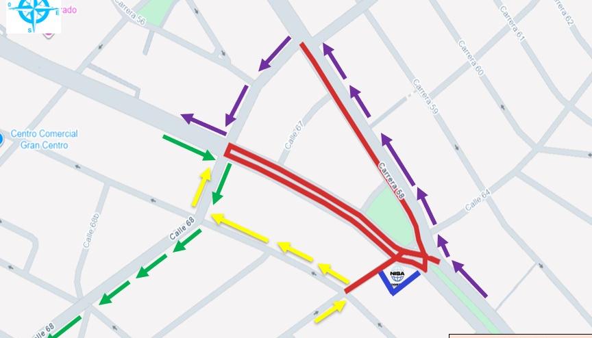 Cierre en la carrera 54 con calles 68 y 64