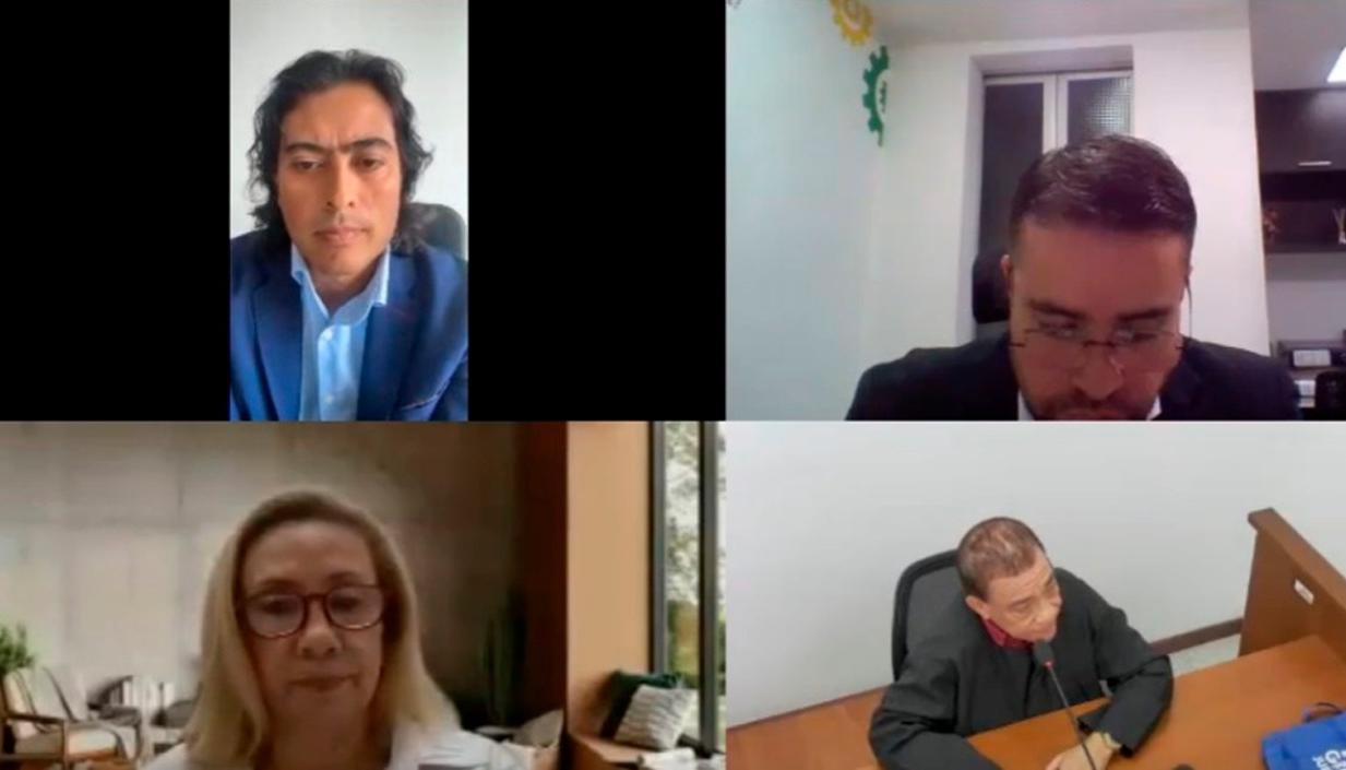 Nicolás Petro y la Fiscal Lucy Laborde, durante una audiencia.