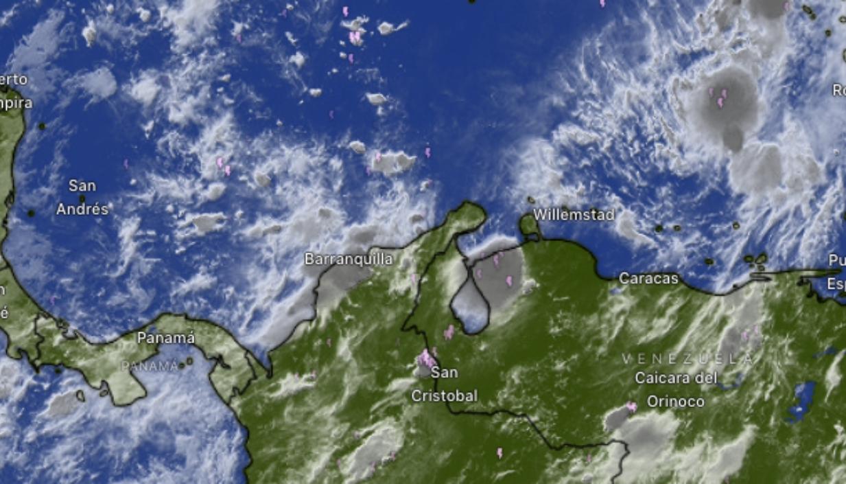 Imagen satelital de este viernes en el Caribe Colombiano. 