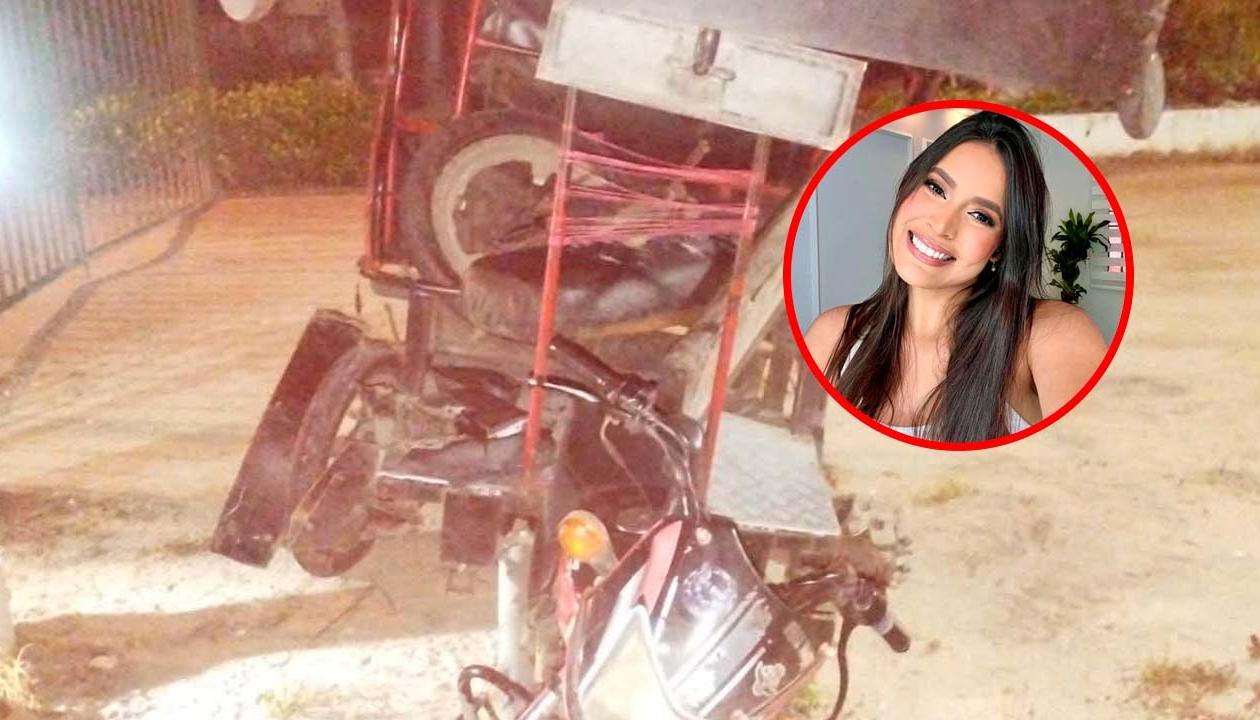 El motocarro y María Fernanda Fontalvo Manga, una de las heridas.
