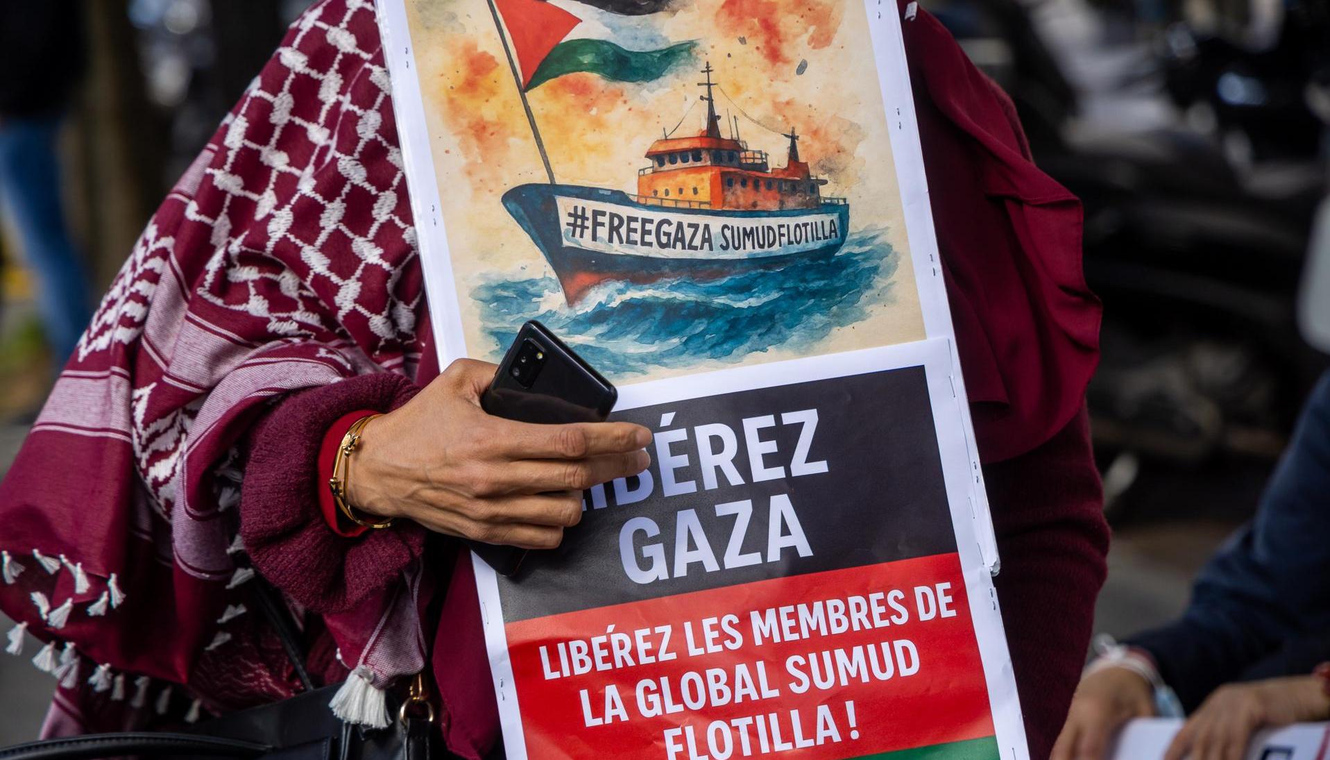 Protesta por Gaza tras detención de la flotilla.