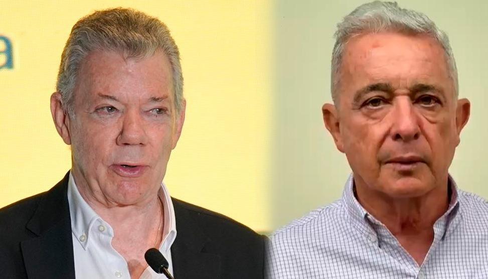 Juan Manuel Santos y Álvaro Uribe Vélez.