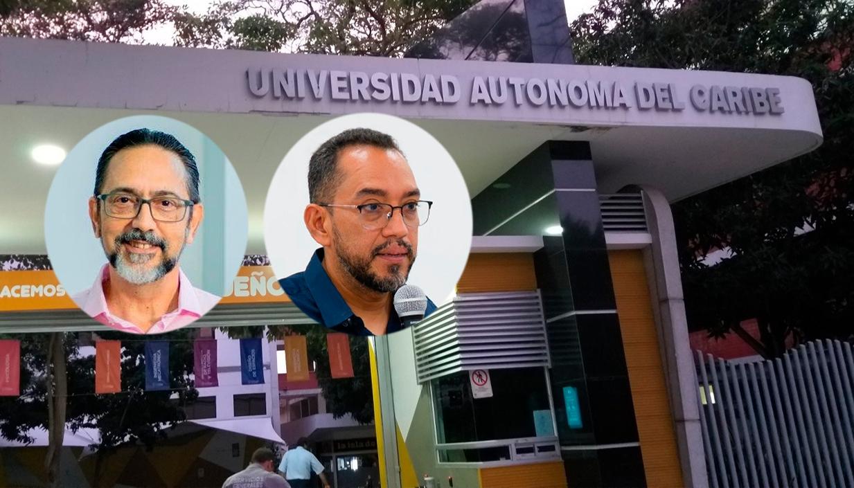 El rector de la Universidad Autónoma del Caribe Jorge Senior, y el exrector de la Universidad del Atlántico Danilo Hernández.