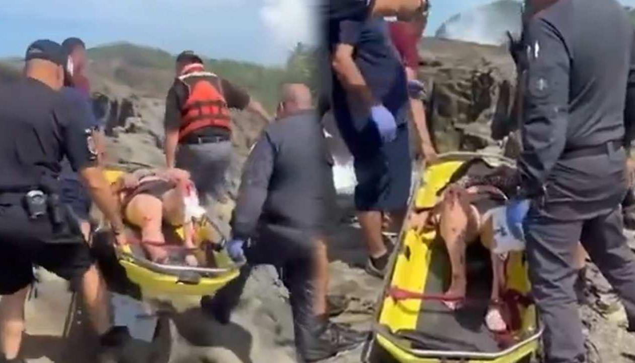 Momentos del rescate de uno de los heridos.