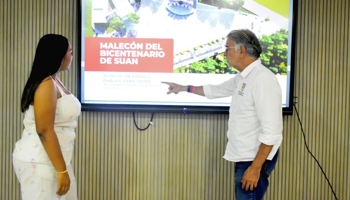  Karolay Calvo, alcaldesa de Suan, y Eduardo Verano, gobernador del Atlántico. 