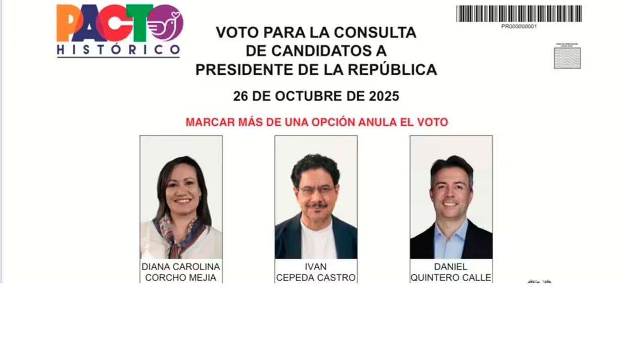 Tarjeta electoral de la consulta del Pacto Histórico.