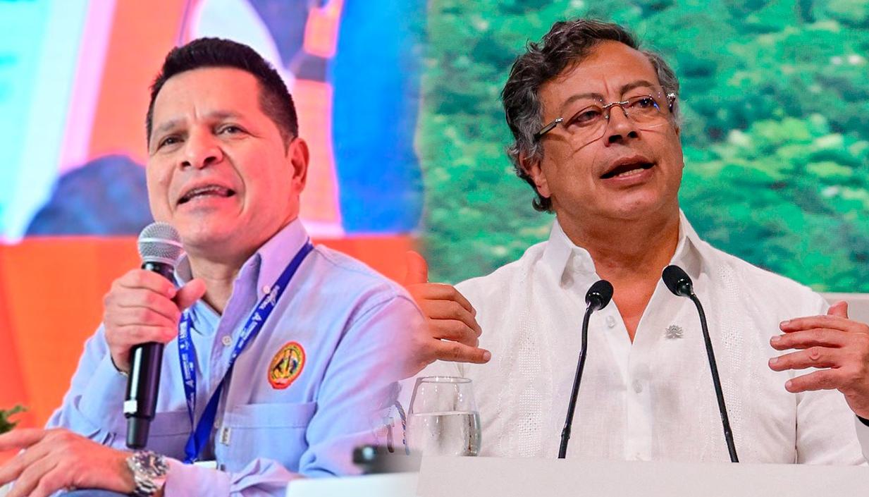El presidente de la USO, César Loza y el Presidente Gustavo Petro.