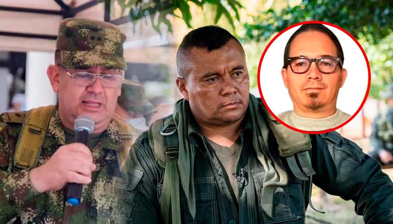 El general Juan Miguel Huertas, alias 'Calarcá' y Wilmar Mejía, director estratégico de la DNI.