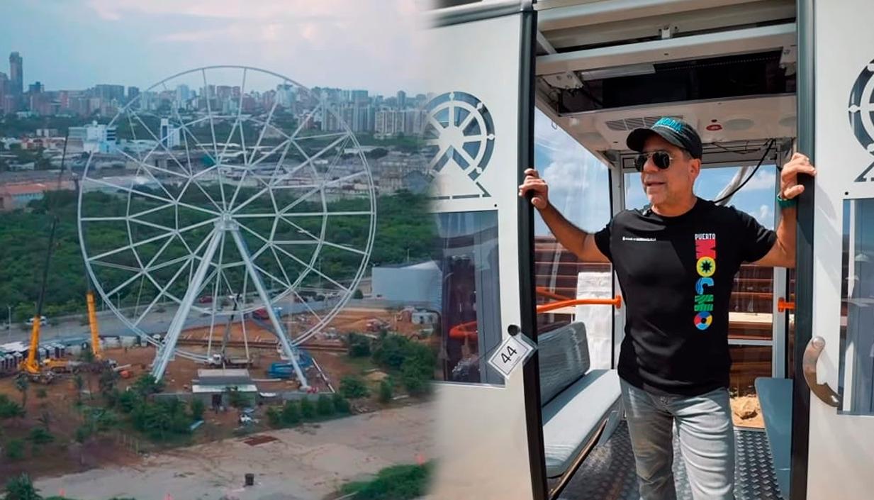 La 'Luna del Río' y el Alcalde Alex Char en una de las cabinas.