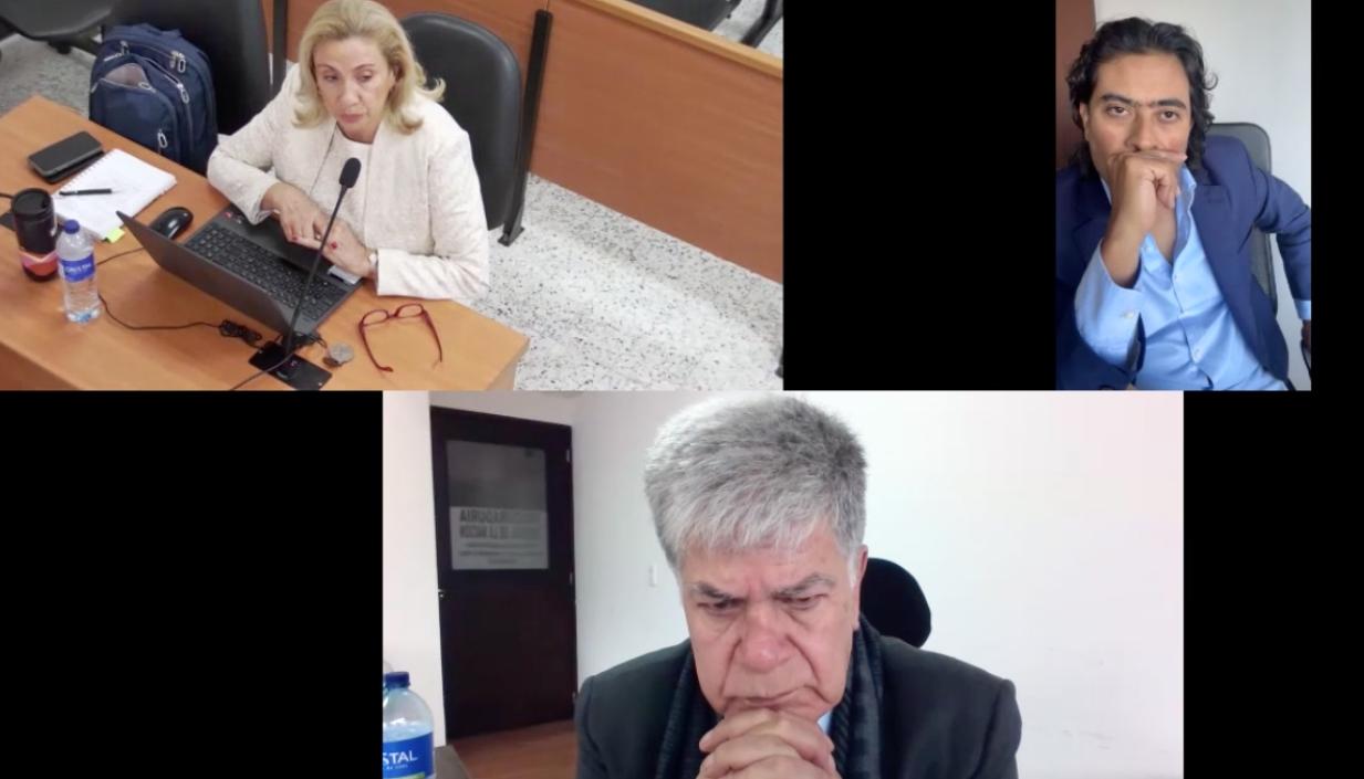 Nicolás Petro y la Fiscal Lucy Laborde durante la audiencia preparatoria. 