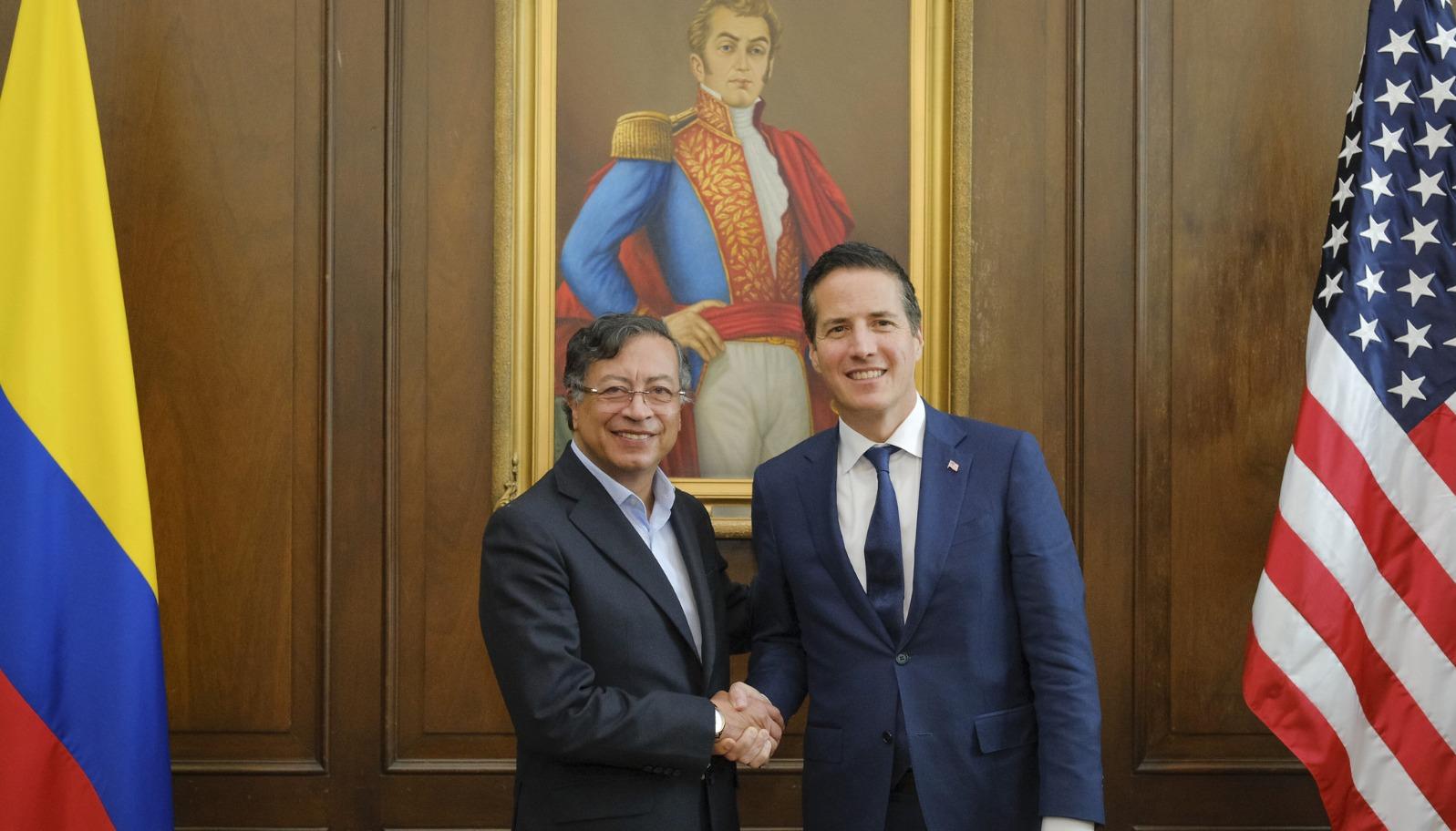 El Presidente Gustavo Petro y el senador de EE.UU., Bernie Moreno.