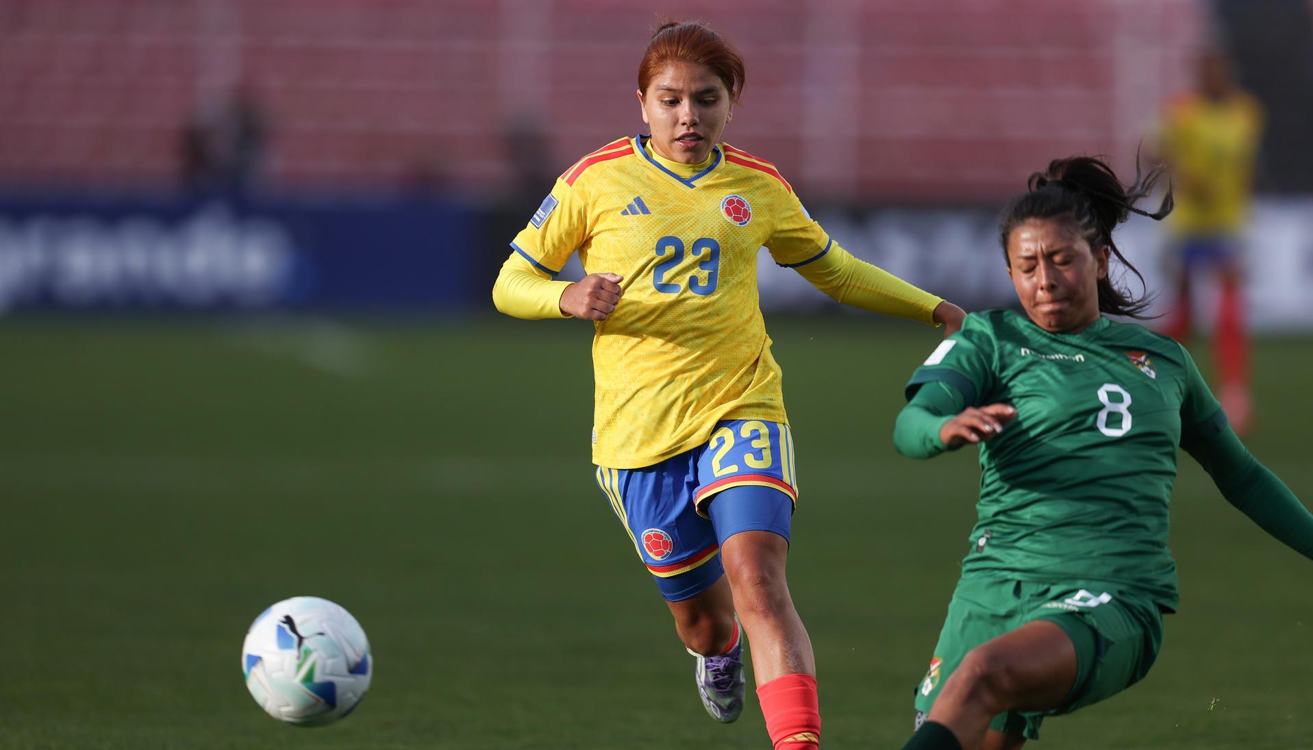 Aspecto del partido entre Colombia y Bolivia. 