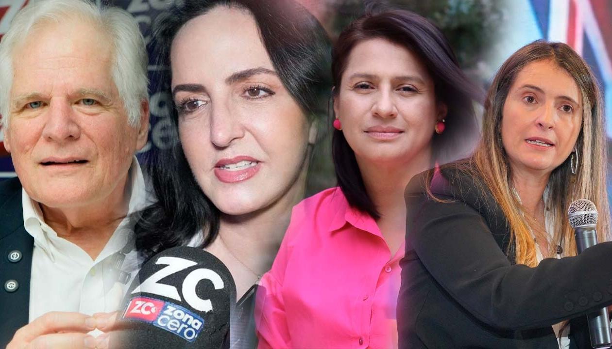 Los precandidatos Miguel Uribe Turbay, María Fernanda Cabal, Paola Holguín y Paloma Valencia.