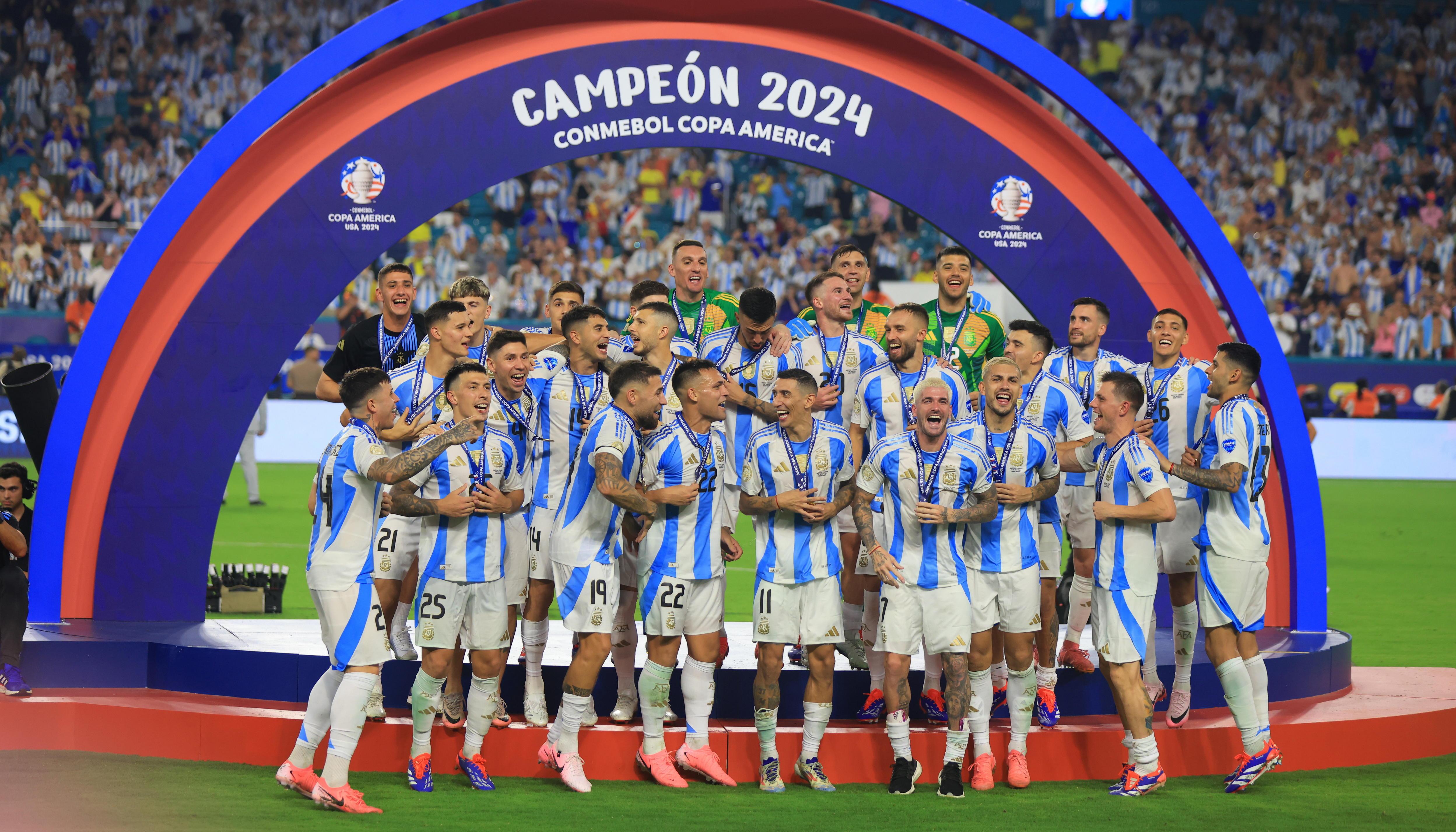Argentina tras su consagración como campeón de la Copa América 2024.