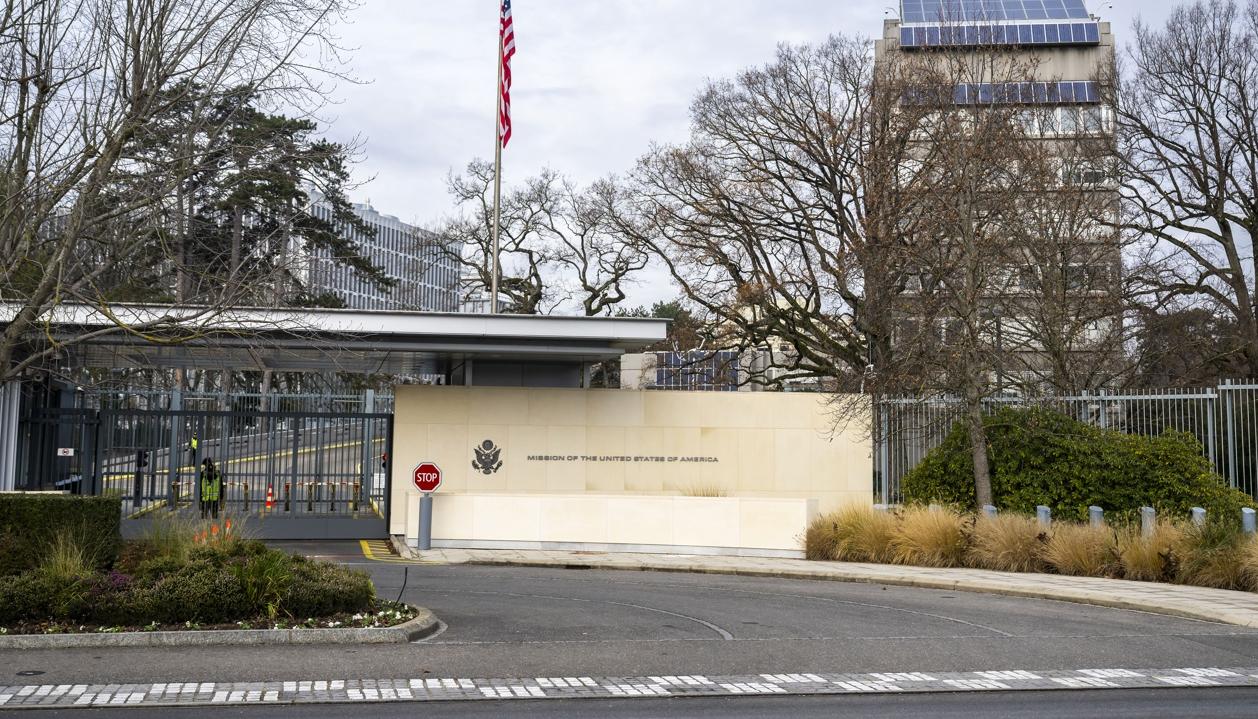 Entrada de la misión permanente de EE.UU en Ginebra.