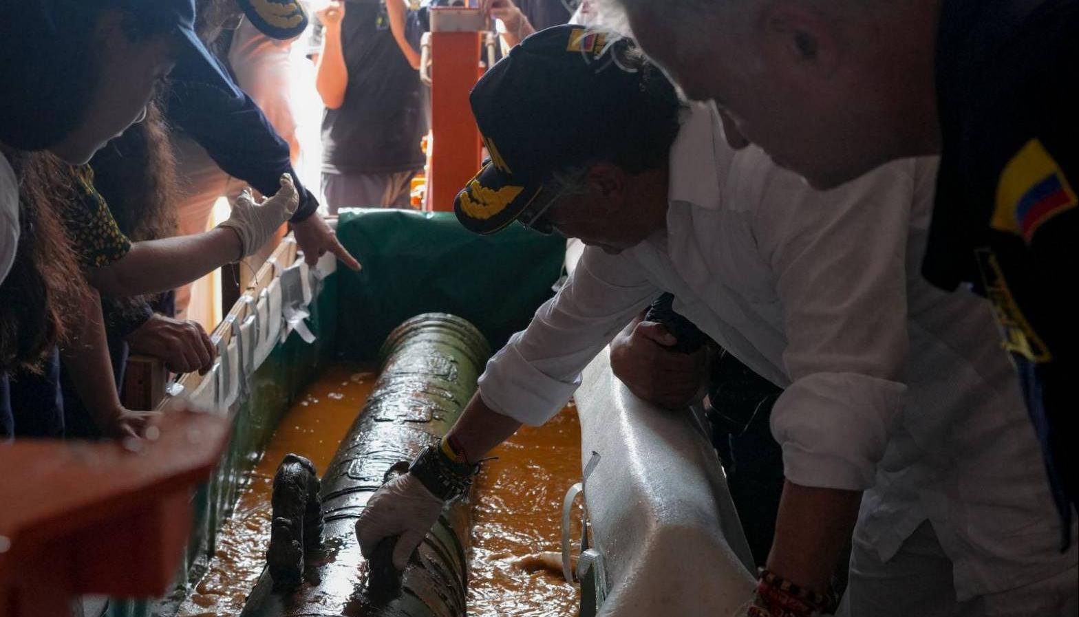 Presidente Gustavo Petro en el rescate de las piezas del Galeón San José.