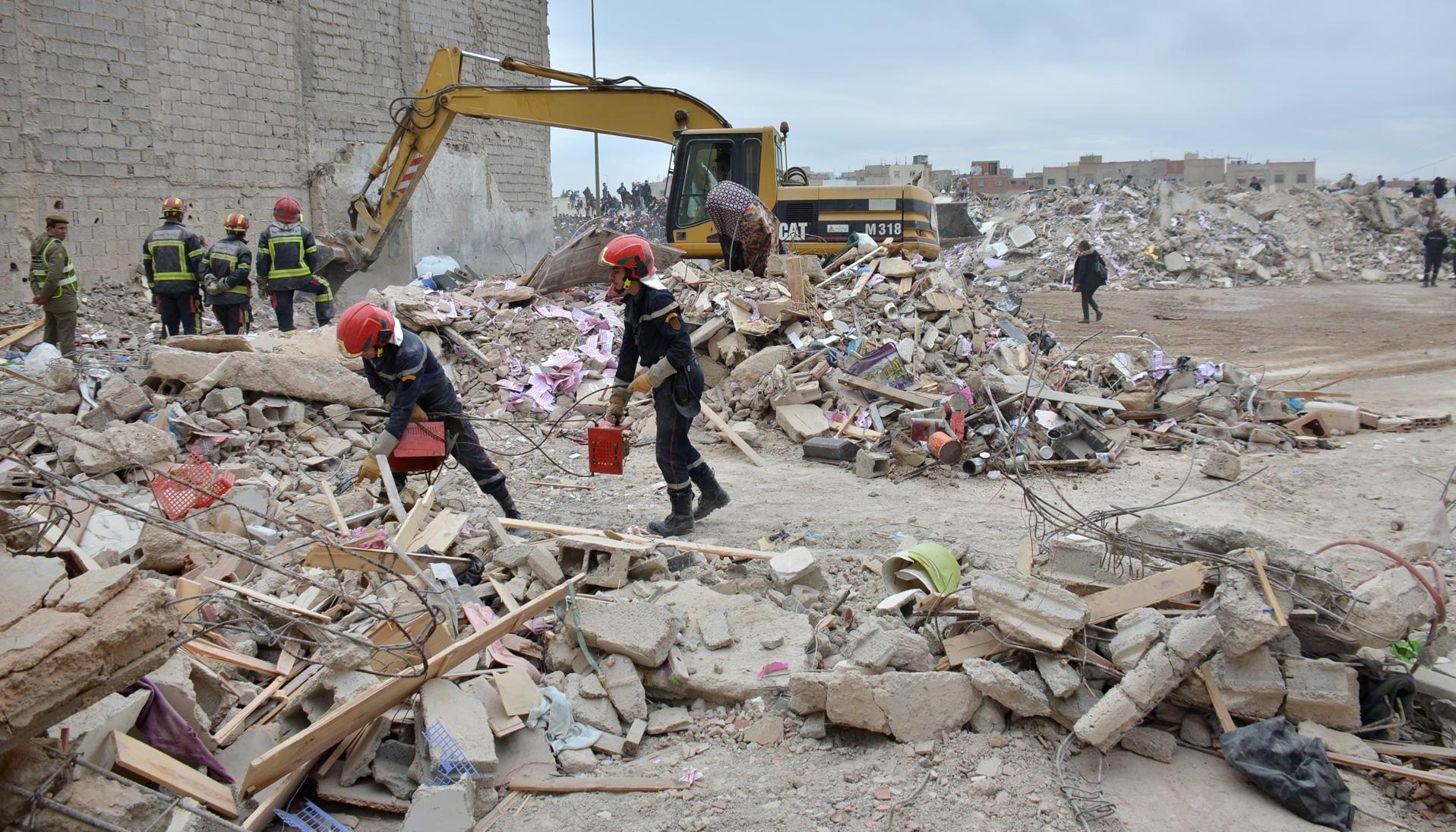 Edificios derrumbados en Marruecos.