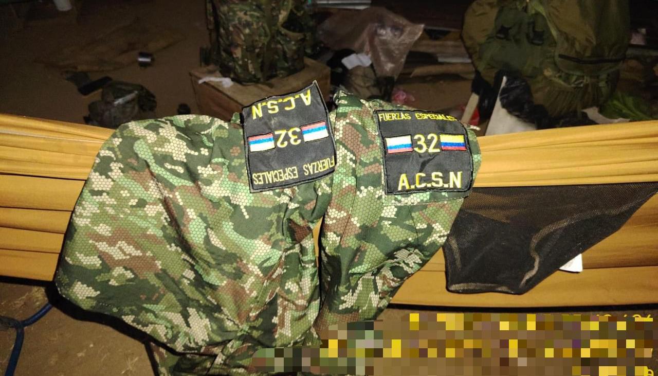 Camuflado incautado por el Ejército. 